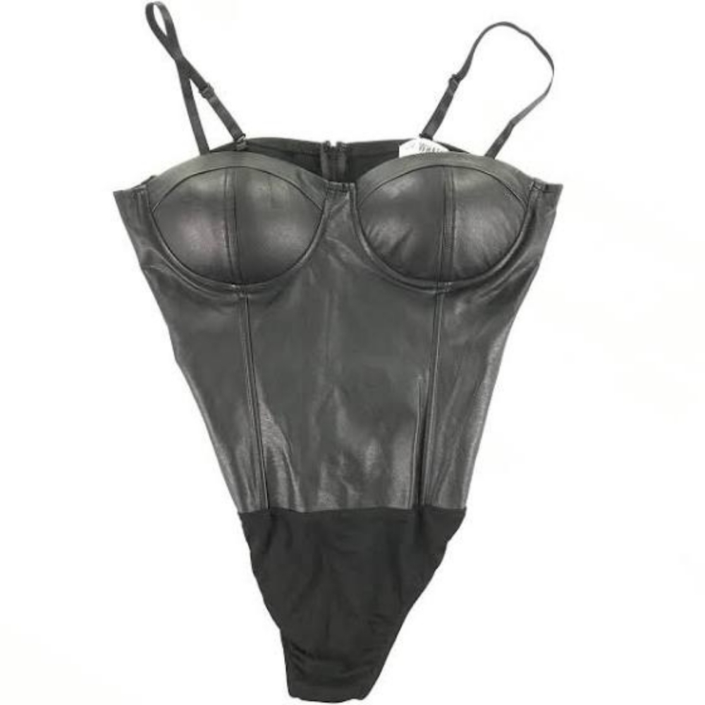 Leather bustier bodysuit
